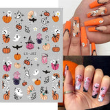 Nagelsticker Halloween, 8 Blätter Halloween Nagelsticker, Kürbis Nagelsticker, Nail Art, Nagel Charms, Nagel Zubehör, Nageldesign, Kerstmis (Typ A)