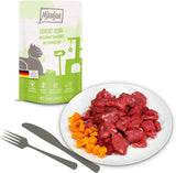 MjAMjAM - Premium natvoer voor katten - Gemengd pakket I - Kip, Rundvlees, Harten, 12 stuks (12 x 125 g), graanvrij met extra vlees