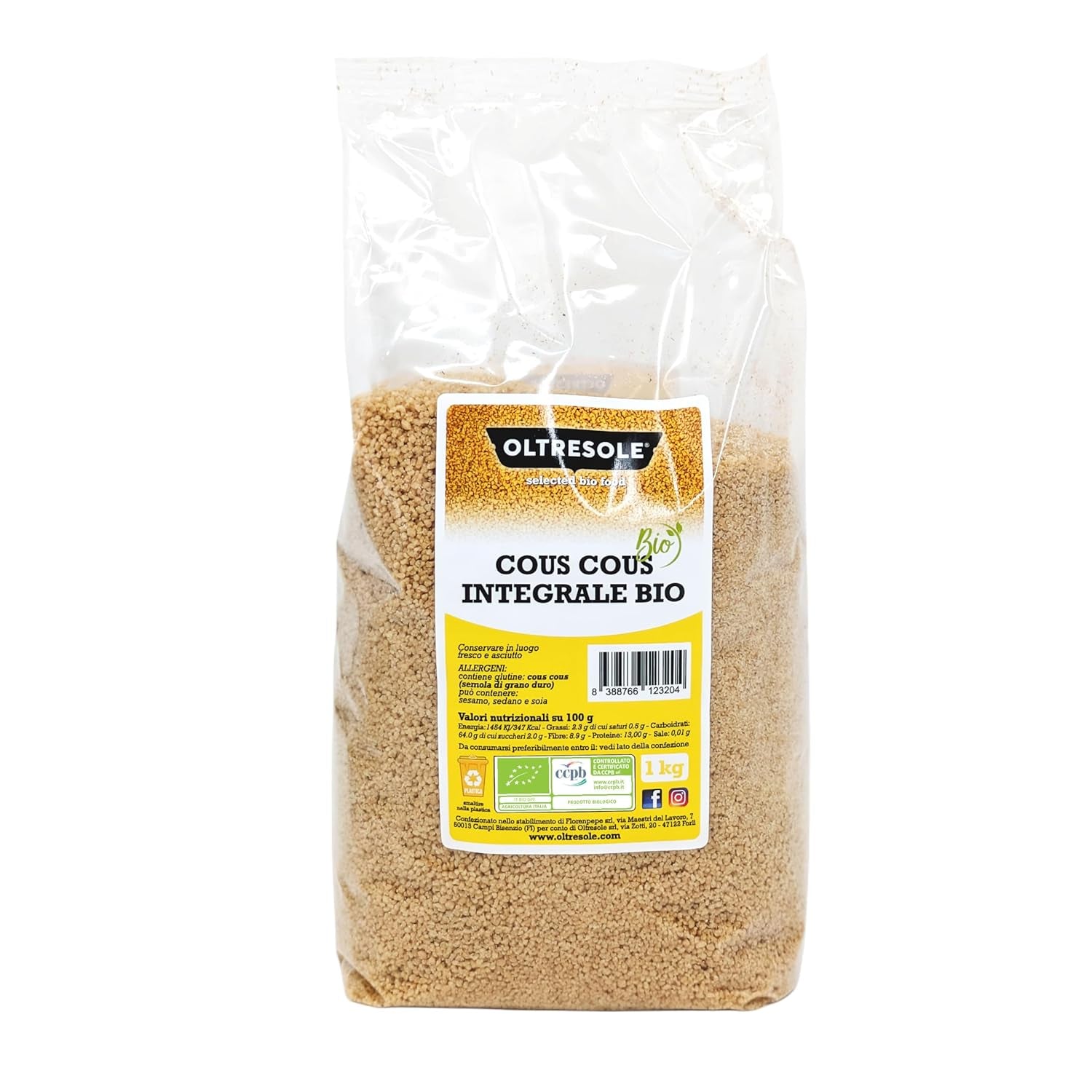 Biologische volkoren couscous 5 kg, biologisch volkoren durumtarwemeel, ideaal voor gezonde voor- en bijgerechten, handig formaat