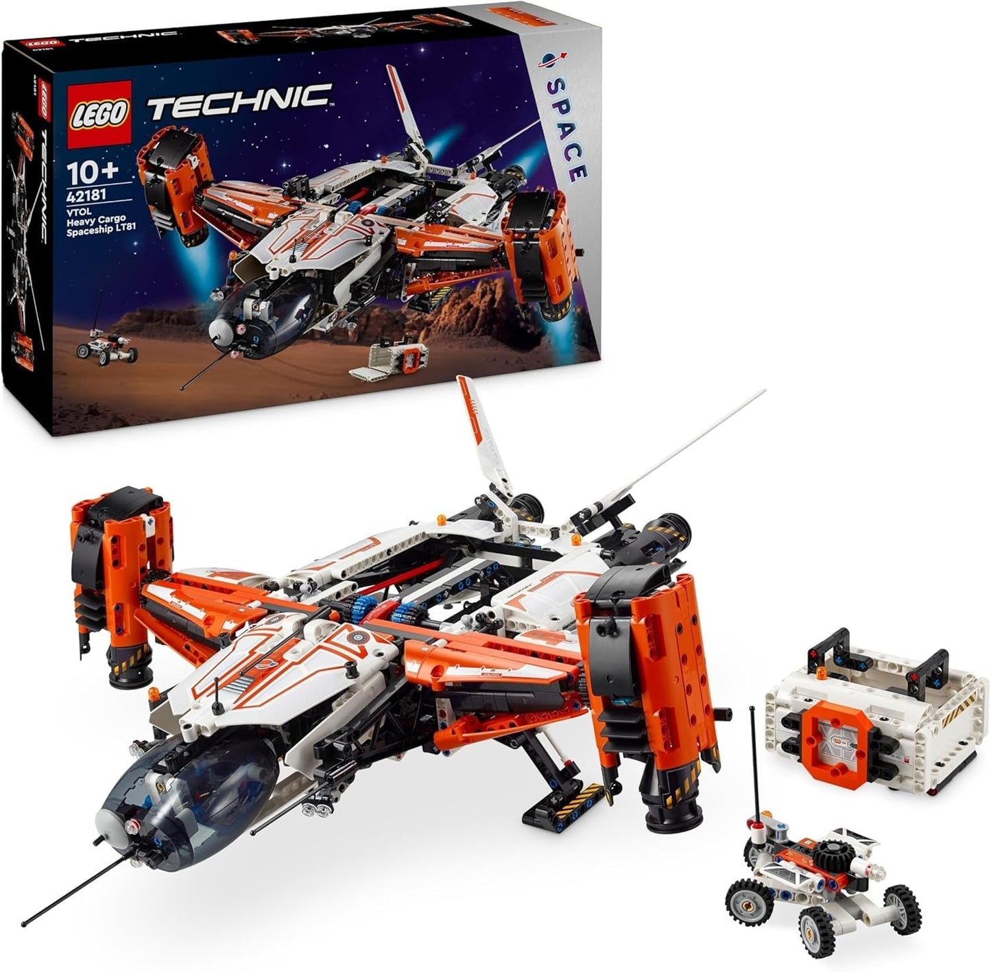 LEGO Technic Vtol Space Transporter LT81, ruimtebouwset, ruimtespeelgoed, ruimteschip, mini-rover speelset, cadeau voor jongens en meisjes vanaf 10 jaar oud 42181 bouwsets Bekijk de LEGO-Store Single