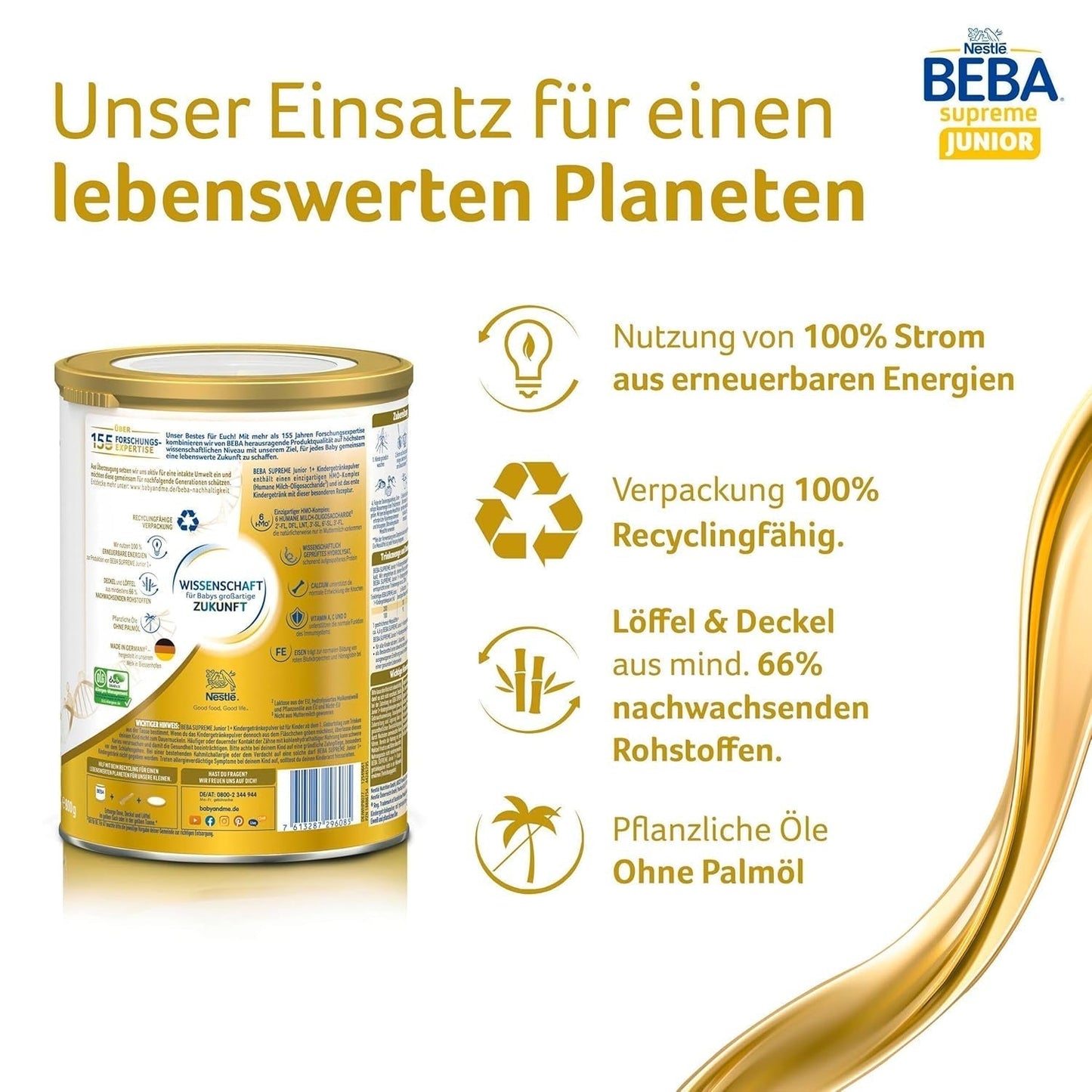 BEBA SUPREME 2 Opvolgmelk na 6 maanden, alleen lactose, palmolievrij, verpakking van 6 (6 x 800g) Naty Shop