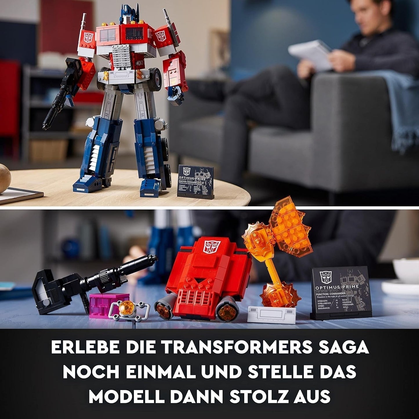LEGO 10302 Icons Optimus Prime Set, 2-in-1 robotfiguur en modeltruck, Transformers speelgoedmodelset voor volwassenen, verjaardags- of kerstcadeau voor mannen, vrouwen, haar en hem Bouwsets Besuche in LEGO-Store