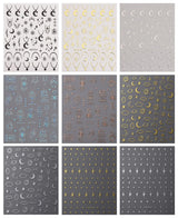 JMEOWIO Nagelsticker Mond Stern 9 Blatt Nail Art Sticker Selbstklebend Nagelaufkleber Bunter Decoratie Nageldesign Zubehör