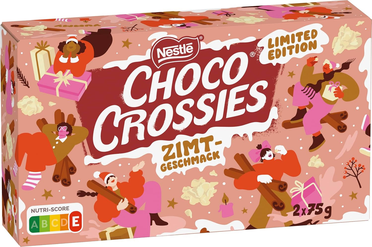 Nestlé kaneellichte knapperige vlokken en knapperige amandelen bedekt met een smelt-in-je-mond witte glazuur en kaneelsmaak, verpakking van 4 (elk 2 x 75 g)