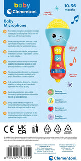 Clementoni - Babymicrofoon, elektronisch muziekspel voor vroege kinderjaren, speelgoed 10-36 maanden, activiteitencentrum met licht en geluid, 17931 Babyspeelgoed Naty Shop