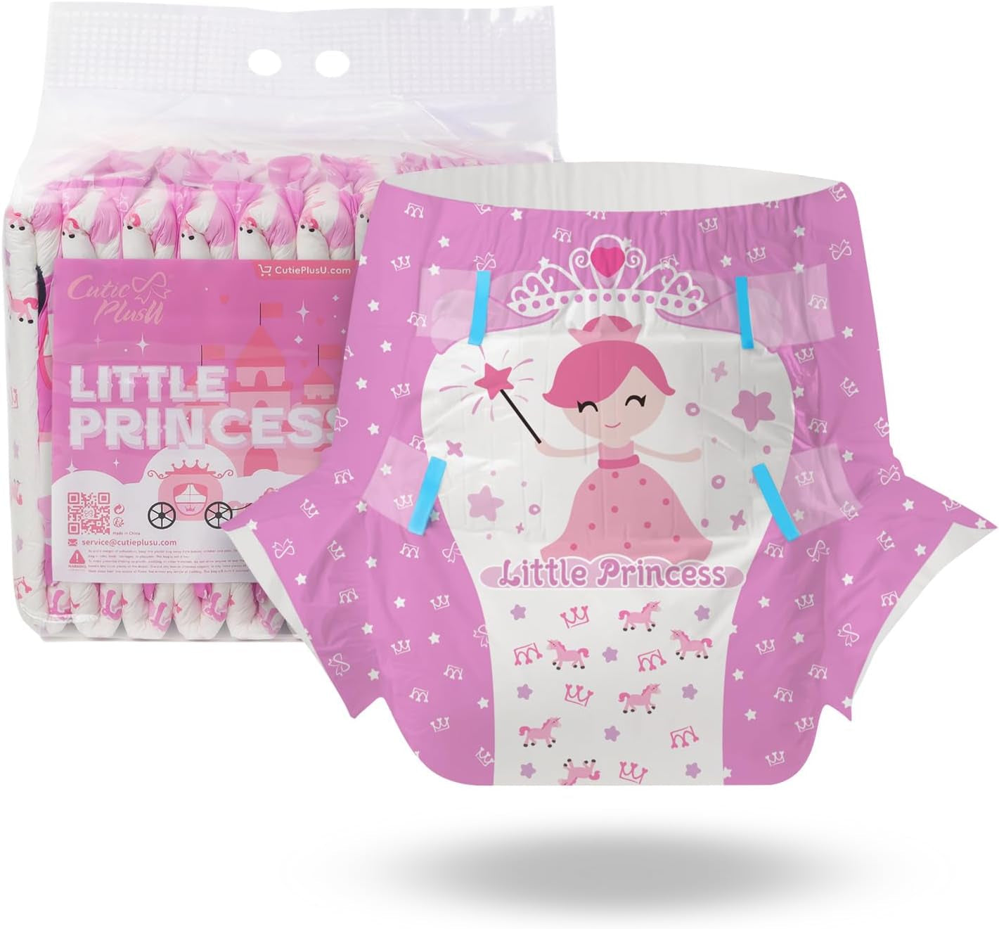 CutiePlusU luiers voor volwassenen, 10 stuks, wegwerpluiers voor dames en heren, maximaal absorptievermogen 's nachts - I Love Summer (middelgrote maat 71-96 cm)