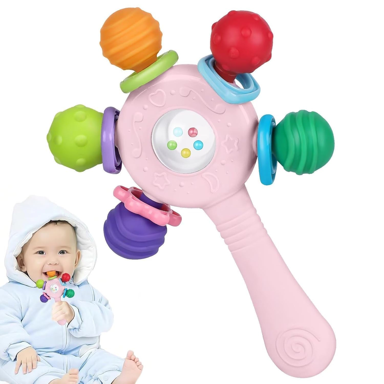 Babybijtringen van voedingskwaliteit - BPA-vrij, verstikkingsbestendig ontwerp, versterkte grip, geschikt voor gehoor en tandontwikkeling, ideaal voor baby's van 0-36 maanden (wit)