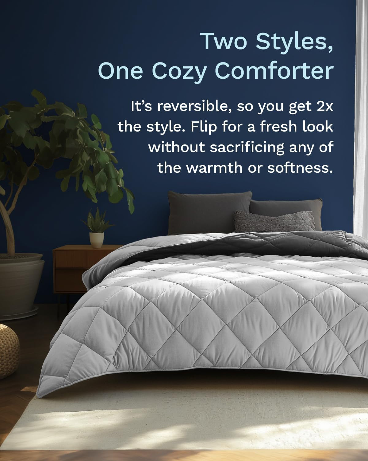 All Seasons Twin/Twin XL Omkeerbaar alternatief donzen dekbed - Ademend, extra lang, hoge kwaliteit, zachte microvezel - Grijs Dekbedovertrek Quilts en quilts Naty Shop