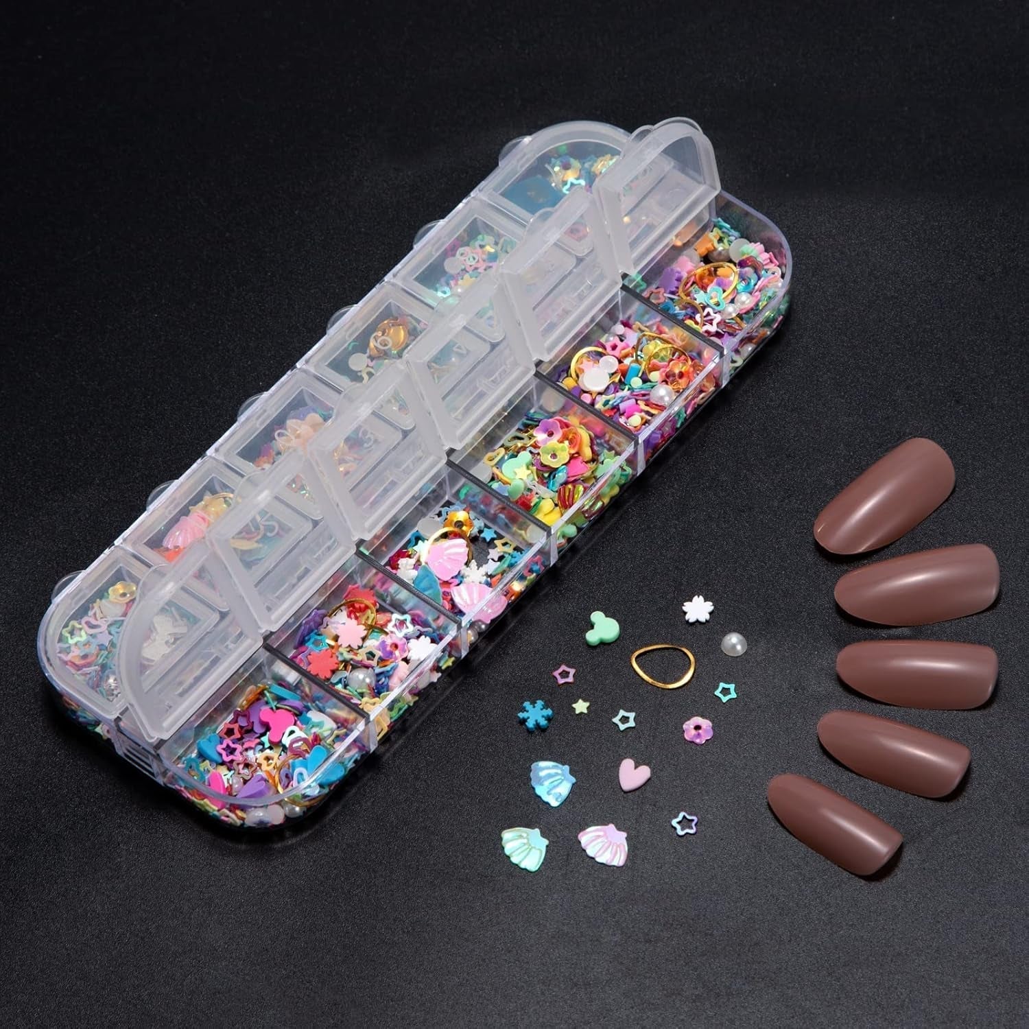 7 Boxen Strasssteine ​​​​Nägel, Nail Art Kit Strass Nagelglitter Pailetten Nagel-Edelsteinen Kristalle Perlen Diamanten Metall Nieten Für DIY Decoratie Nageldesign (Multicolor)