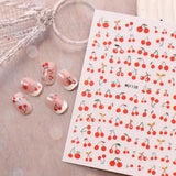 JMEOWIO Nagelsticker Kirschfrucht 6 Blatt Nail Art Sticker Selbstklebend Nagelaufkleber Decoratie Nageldesign Zubehör