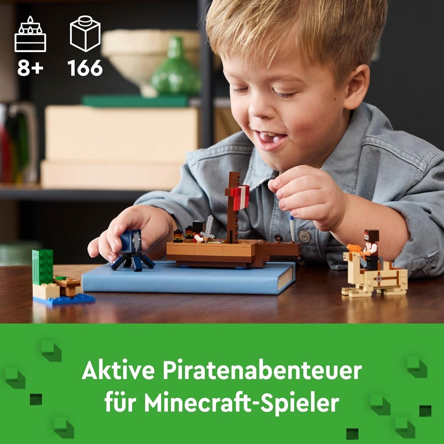 LEGO Minecraft Het piratenschip Voyage Inktvis en Kameel Piratenfiguur Speelgoedschip Bouwen Rollenspel Cadeau voor jongens en meisjes vanaf 8 jaar 21259 Bouwsets