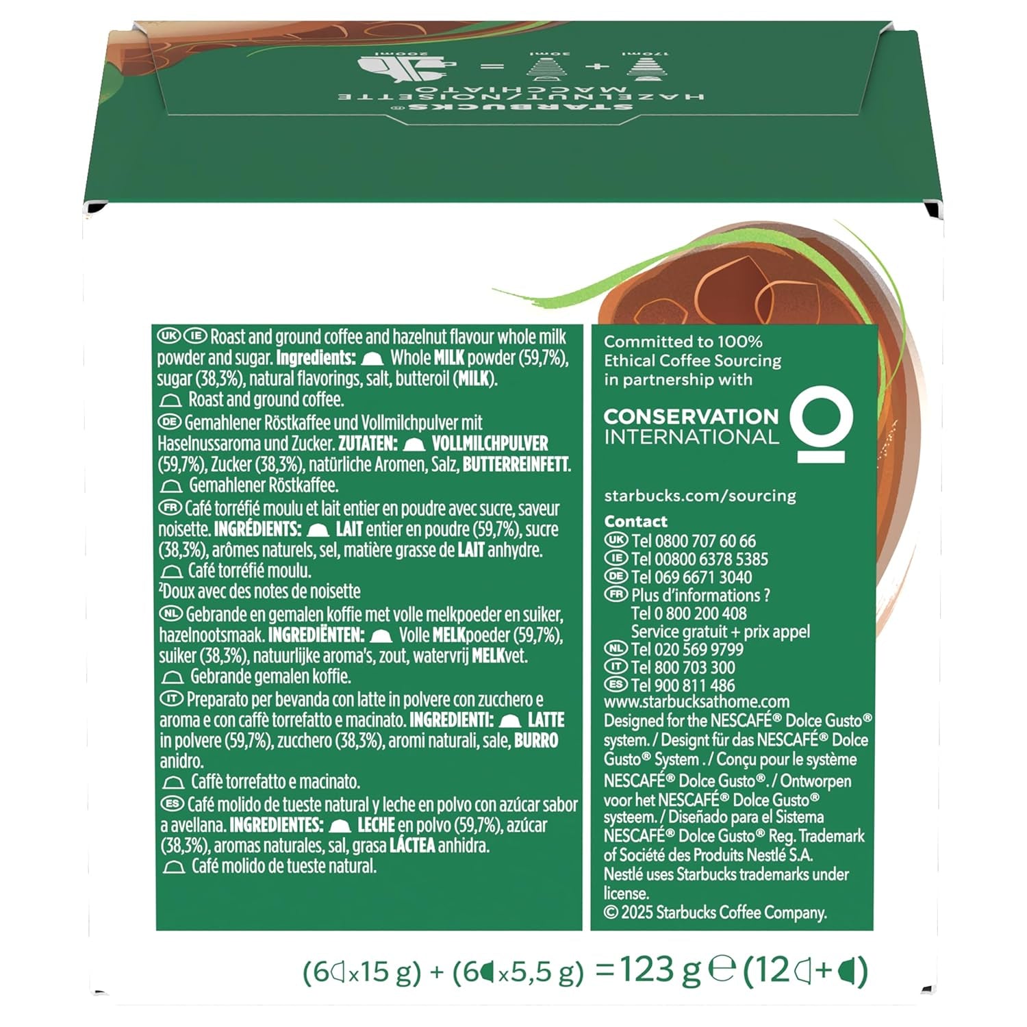 STARBUCKS Hazelnoot Macchiato van Nescafé Dolce Gusto, Dunkle Röstung, Kaffeekapseln 6 x 12 (72 Kapseln)