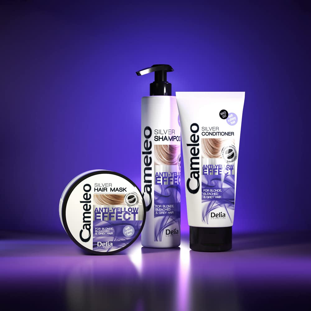 Cameleo - Zilvertintmasker - Geen geeleffect - Violette behandeling en kleurbescherming voor blond, grijs en wit haar - Platinum Shades - UV-bescherming - Vrij van parabenen - 200 ml Naty Shop Haarmasker