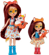 Enchantimals HCF81 - Felicity Fox en haar kleine zusje (ca. 15 cm en ca. 10 cm) en 2 dierenfiguren, afneembare rok en accessoires, leuk cadeau voor kinderen vanaf 3 jaar
