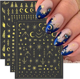 8 vellen gouden maan en sterren nagelkunststickers engelenvleugels bruin gouden nagelstickers sterren nagelfolie zelfklevende nagelstickers nagelontwerpaccessoires nagelstickers