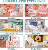 Houten poppenhuis met meubels en accessoires Speelhuis voor meisjes Kinderspeelkamer Speelgoed Poppenhuizen Naty Shop
