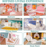 ROBUD Houten poppenhuis met meubels en accessoires Meisjeshuizen Speelhuis Kinderspeelgoed