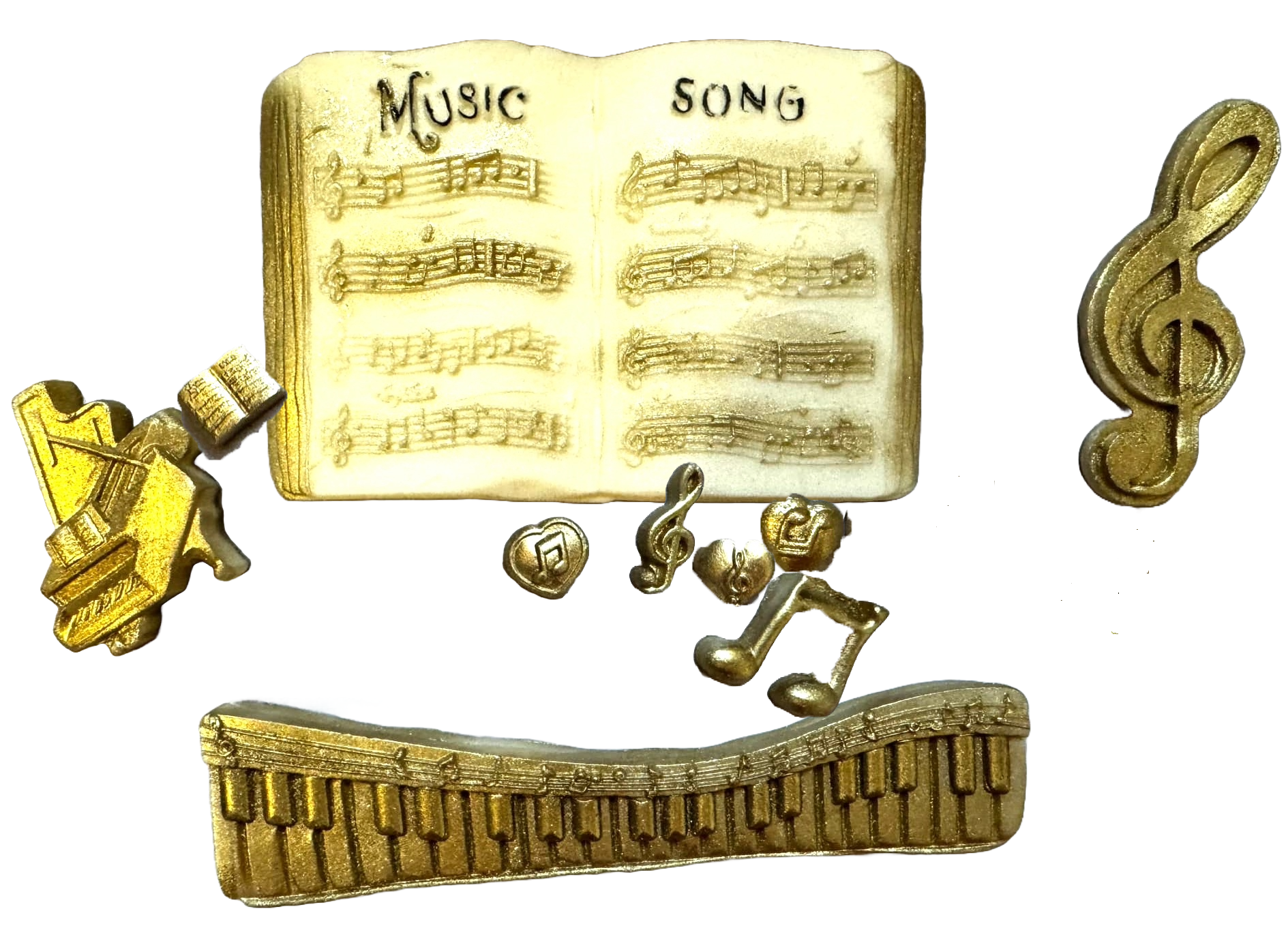 Set van 10 eetbare suikerpasta-decoraties, Muziekinstrumenten Suikerpasta-decoraties Nati Shop