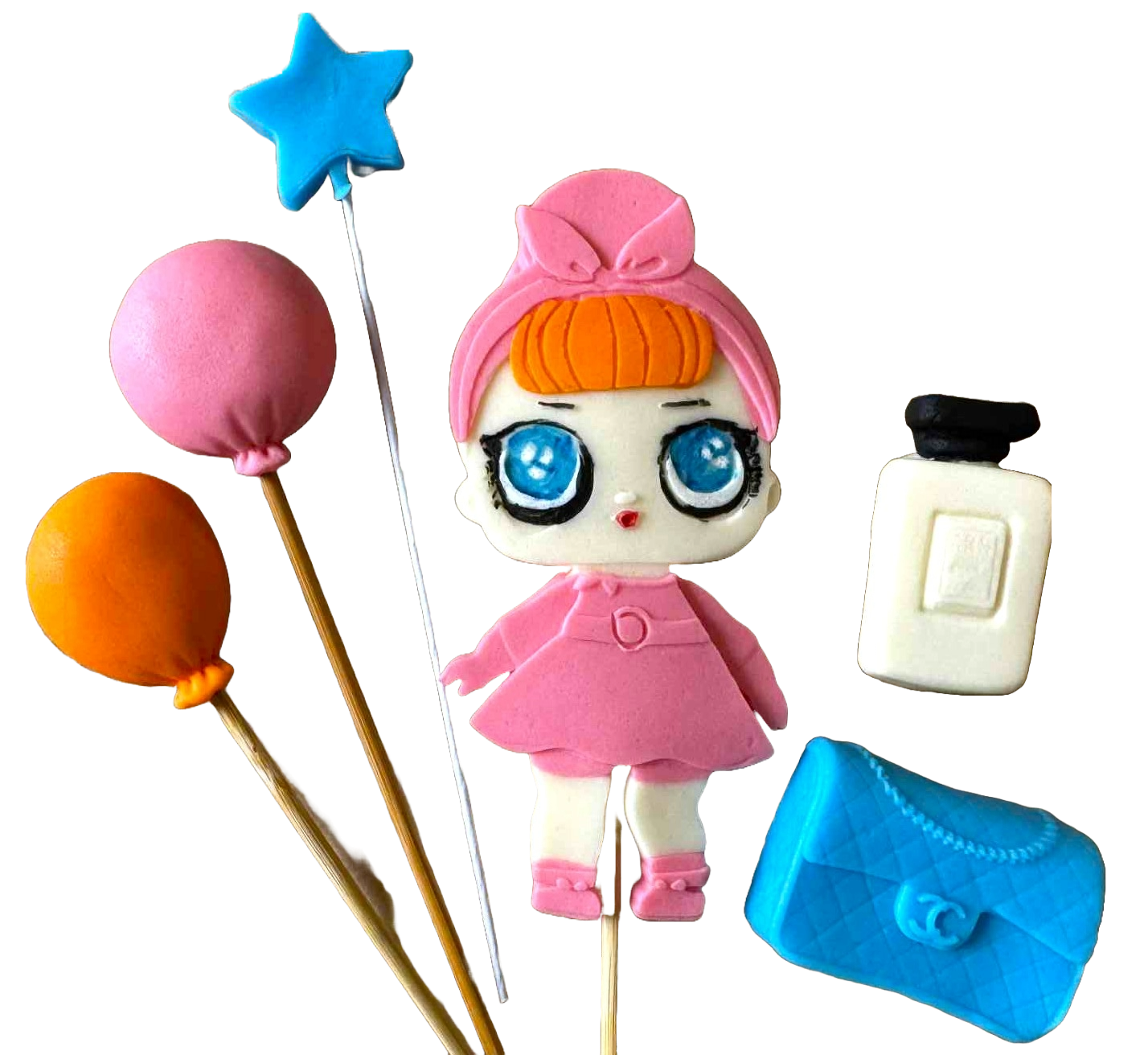 Set eetbare decoraties, LOL Doll Decorations van Sugar Paste Nati Shop