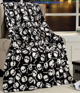 Elegant Comfort Lichtgewicht Halloween-themadeken, zacht, gezellig en pluche, perfect om te ontspannen dit griezelige seizoen, 127 x 152,4 cm, Skull and Bones bedden en hoezen Elegant Comfort Skull Bone 50 X 60