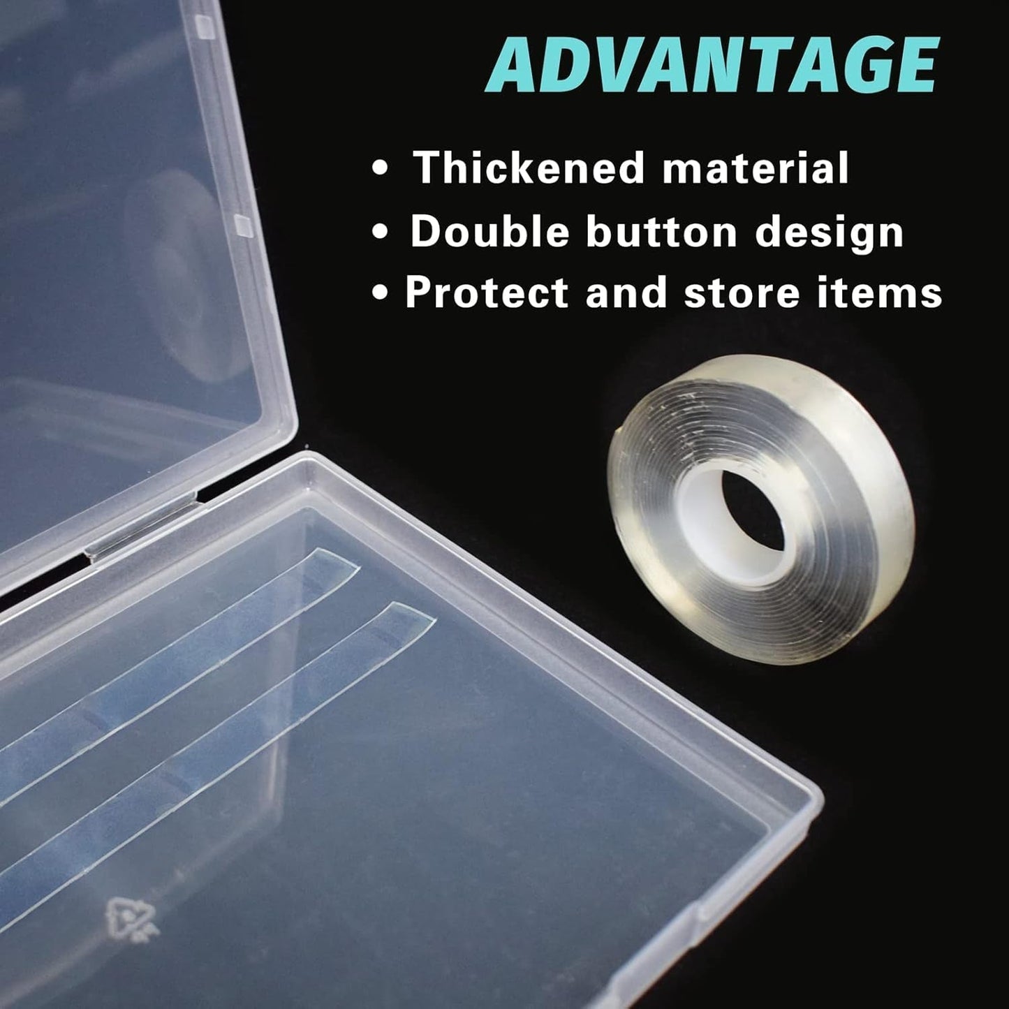 2 stuks 30 cm dubbelzijdig plakband kunstnagel opbergdoos doorzichtige rechthoekige doos plastic verpakkingsdozen nageltips container kunstnagels 21,8x15,5 cm