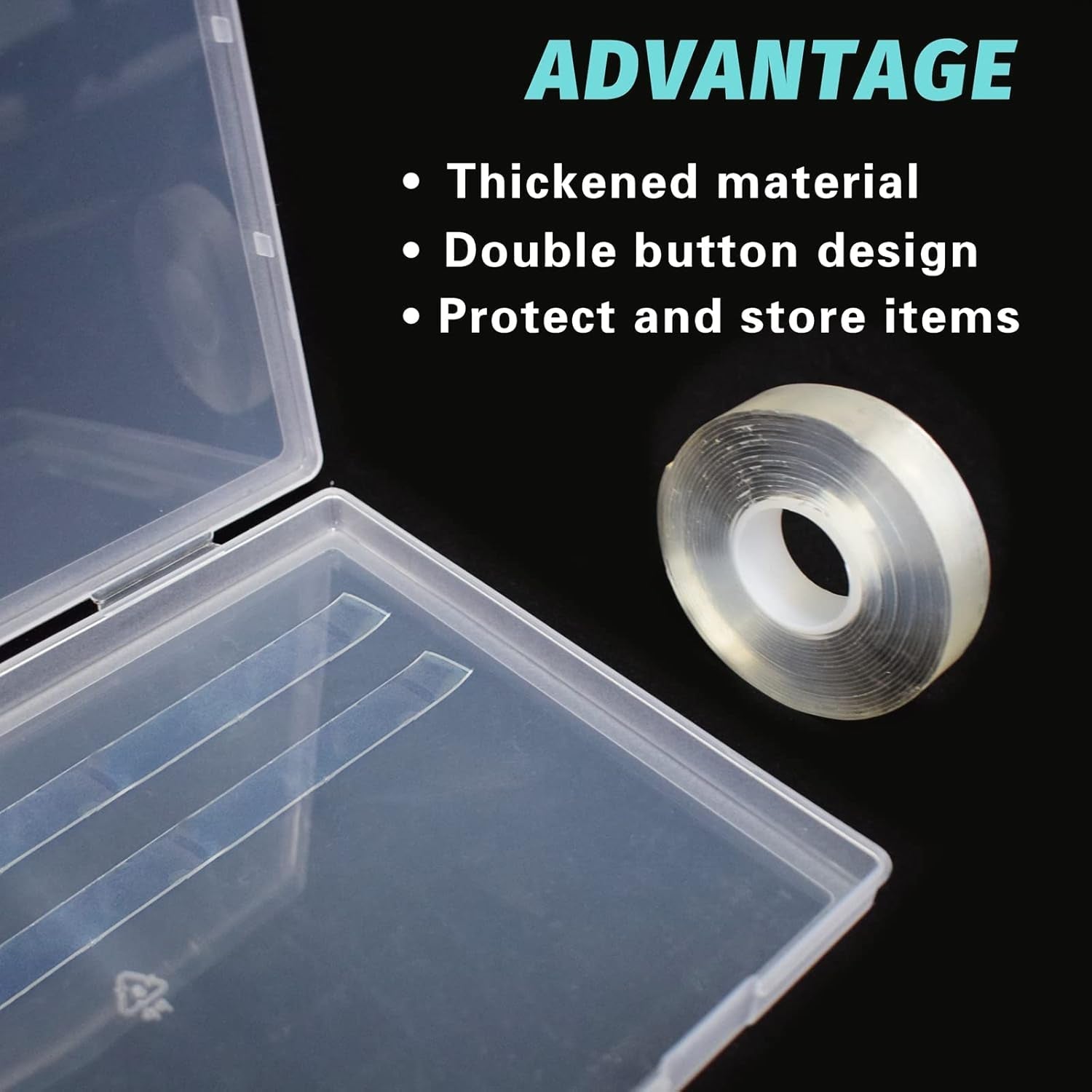2 stuks 30 cm dubbelzijdig plakband kunstnagel opbergdoos doorzichtige rechthoekige doos plastic verpakkingsdozen nageltips container kunstnagels 21,8x15,5 cm