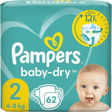 Pampers Baby-Dry luiers, maat 8, 43 luiers, vanaf 19 kg, Jumbo+ pak