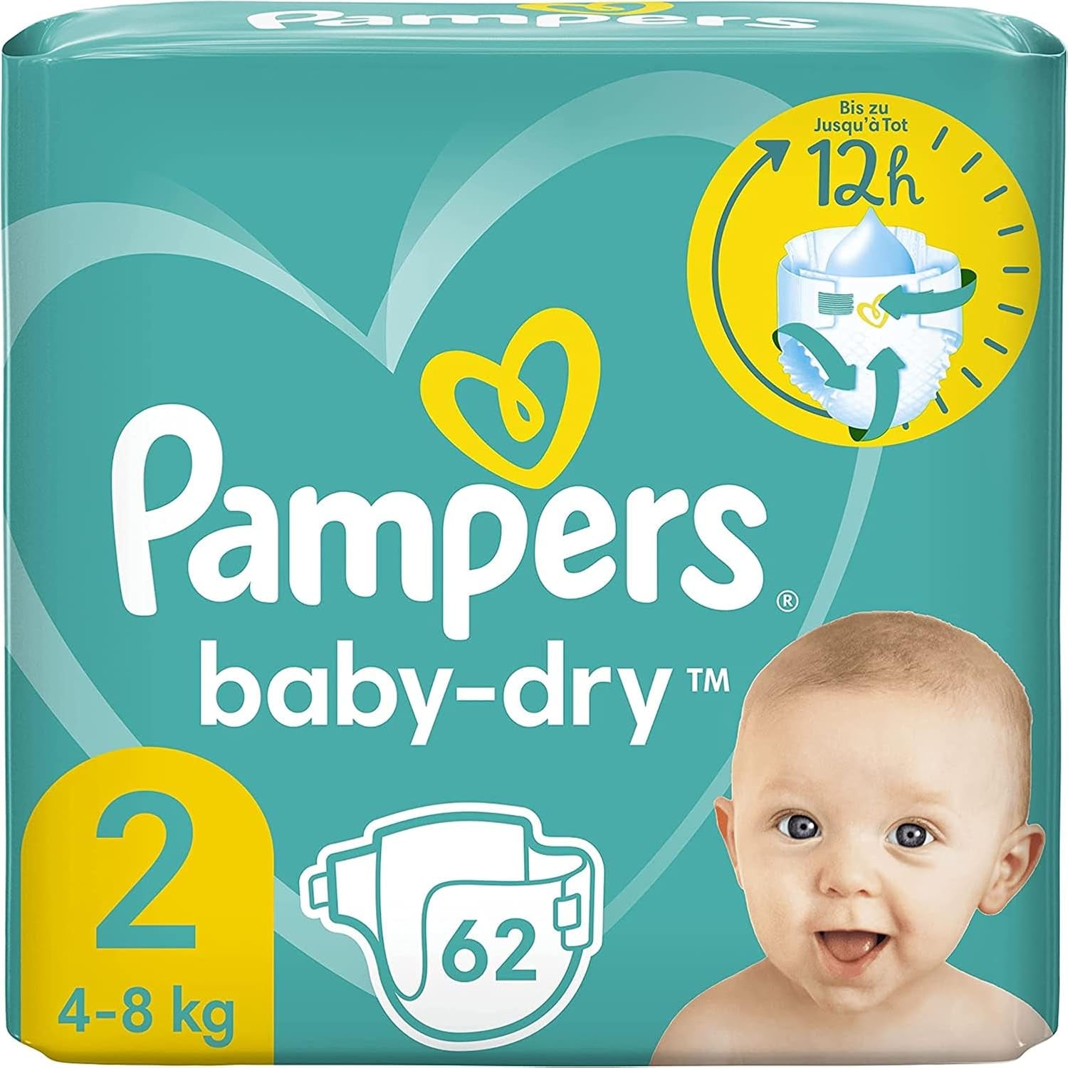 Pampers Baby-Dry luiers, maat 8, 43 luiers, vanaf 19 kg, Jumbo+ pak