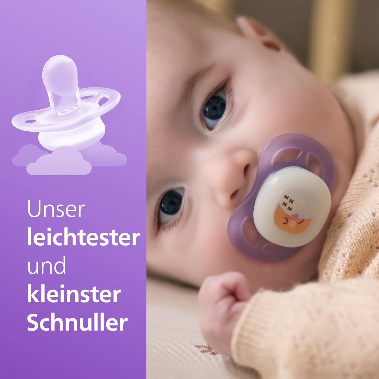 Philips AVENT Ultra Start Nachtfopspeen, orthodontische fopspeen voor pasgeborenen, Glow in the Dark, BPA-vrij, met sterilisatiecontainer, Twin Pack, Maan, Ster, SCF075/07