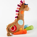 SIGIKID 42863 Giraffe XXL babyspeelgoed, PlayQ educatief speelgoed, knuffel met bijtring, rammelaar, spiegel, piepend, voor baby's en kinderen vanaf 3 maanden, veelkleurig/giraffe 72 cm speelgoed Bebe Naty Shop