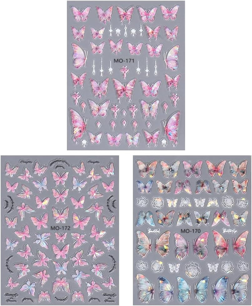 5D vlinder nagelstickers met reliëf zelfklevende vlinders nageldecoratiestickers aurora vlinder nail art stickers nagelaccessoires ontwerp vlinder nagelstickers nail art stickers