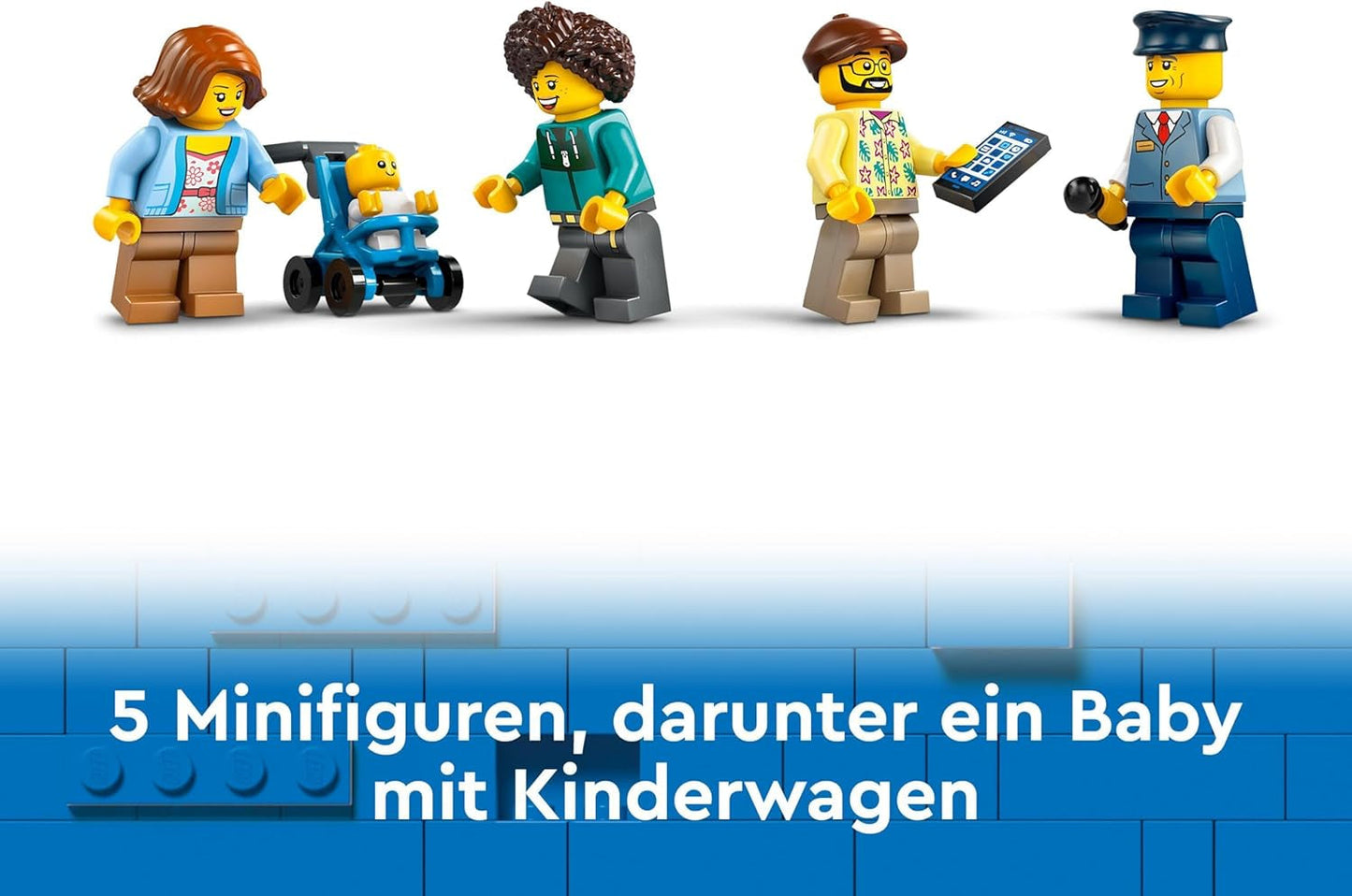 LEGO City dubbeldekkerbus, dubbeldekker speelgoedbus, voertuigset voor meisjes en jongens vanaf 7 jaar, bevat 5 figuren, waaronder een baby in een kinderwagen 60407 Bouwsets Besuche den LEGO-Store