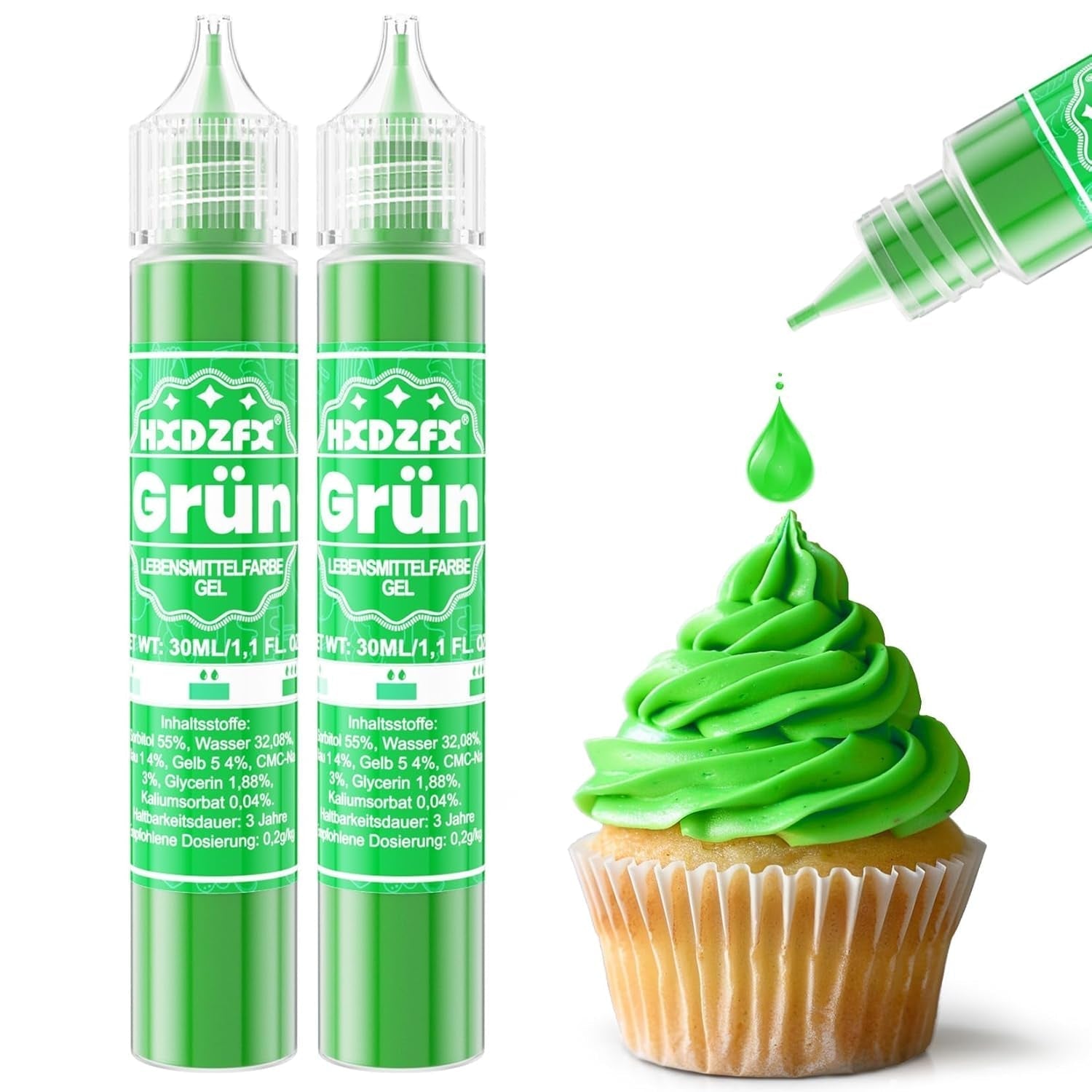 Gelvoedselkleuring - HXDZFX 2×30ml, suikervrije voedselkleuring, sterk geconcentreerd, voor het versieren van taarten, witte fondant, bitterkoekjes, koekjes, bakken, paaseieren, slijm (druivenpaars)