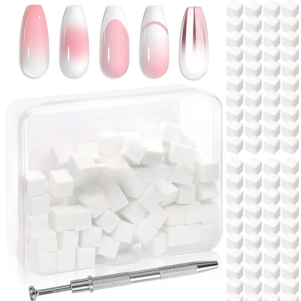 125 Nail Art Schwämme en 4 Krallen Nail Sponge Metallgreifer Für Ombre en Gradient Nageldesign, Nagelkunst-Schwamm Pinsel, Maniküre Zubehör Für Nägel, Nail Art Schwämme Für Babyboomer Effekte DIY