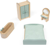 Janod - Mijn eerste houten poppenhuis - 10 accessoires - Poppenmeubels - Magnetische deuren en afneembaar dak - FSC-gecertificeerd houten speelgoed - Vanaf 3 jaar