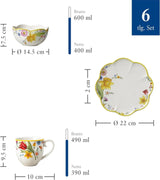 Villeroy & Boch - Spring Awakening Ontbijtset voor 2, 6-delig, Paasserviesset, Ontbijt, Pasen, Koffieservies, Lenteservies, Porselein
