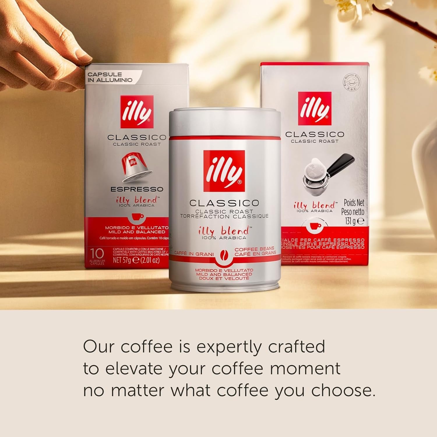 illy, Kaffee E.S.E. Pads Einzeldosis CLASSICO, 100% Arabica met Noten von Orangenblüten en Jasmin, Sanfter Gesmack en Süßer Nachgeschmack, 1 Packung met 18 composteerbare kapsels
