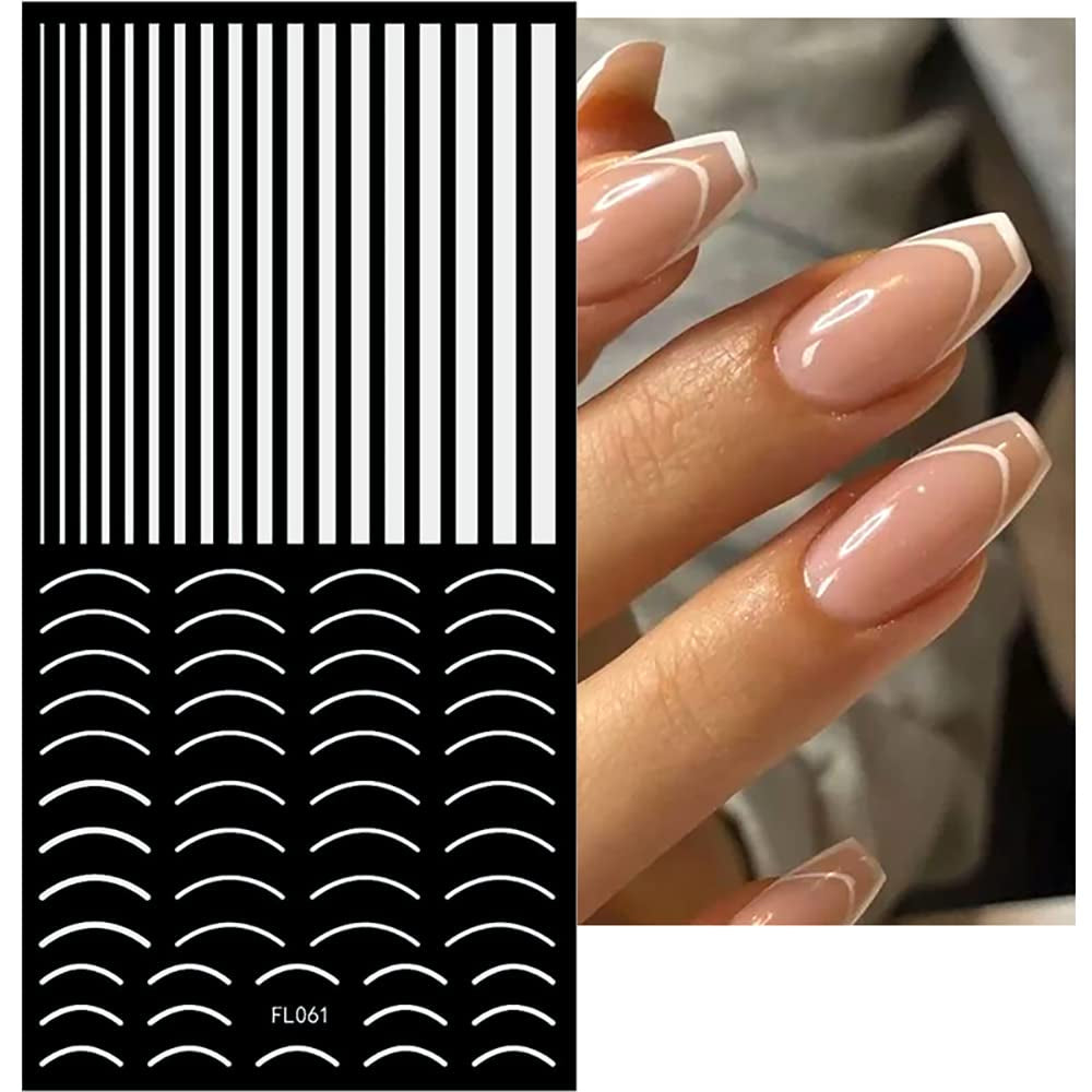 12 vellen Laserglitterlijnen Zelfklevende nagelstickers Holografische stickers Bronzen strepen Nagelstickers Franse lijn Gebogen strikken Golvende lijnen Nagelstickers Nagelkunstaccessoires