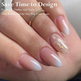 Kunstnagels set - 240 stuks Franse nepnagels lijm op - roze wit gradiënt ontwerp kunstnagels volledige dekking zachte gel natuurlijk en comfortabel om te dragen (roze amandel)