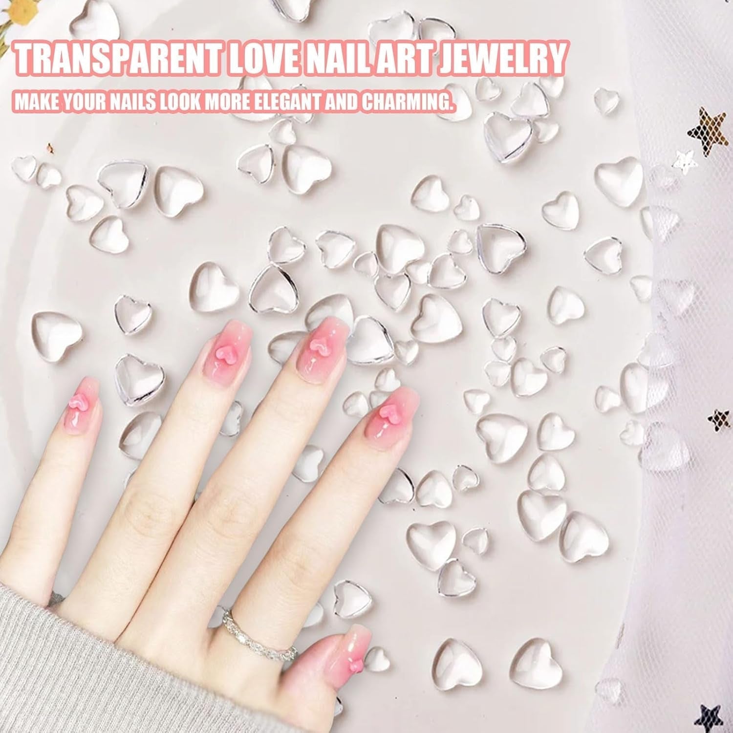 3D Heart Nail Art Charms,320 Stück Niedliche Klar Acryl Herz Nail Charms, Flatback Heart Nagel Strasssteine ​​4Mm 6Mm 8Mm Harz Nagelkunst Decoraties voor Frauen Mädchen DIY Maniküre Zubehör(4Mm 6Mm 8Mm)