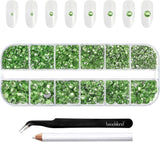 Beadsland 2500 stuks glas Nailart Strasssteine ​​Kristall Flatback Edelsteine ​​Runde, voor handwerk Gemischt 8 Größen SS4 ~ SS30 Mit Picking Pinzette en Stift (Kristall Weiss)