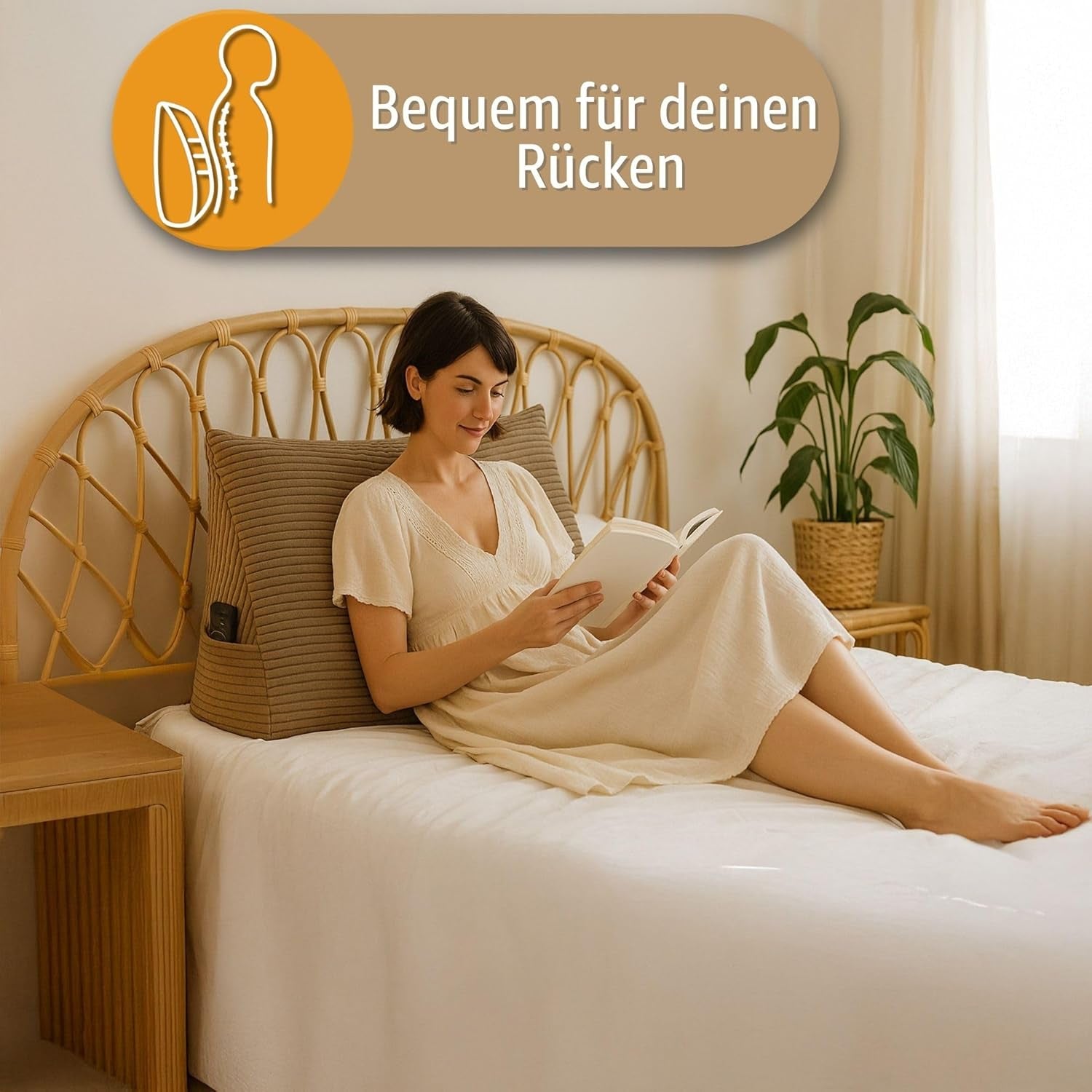 Verenkussen, rugkussen, fluwelen kussen, breedte 70 cm - leeskussen voor bed, bank en bank, groot bankkussen, muurkussen, bankkussen, leeskussen, rugsteunkussen, lichtgrijs