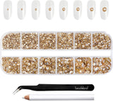 Beadsland 2500 stuks glas Nailart Strasssteine ​​Kristall Flatback Edelsteine ​​Runde, voor handwerk Gemischt 8 Größen SS4 ~ SS30 Mit Picking Pinzette en Stift (Kristall Weiss)