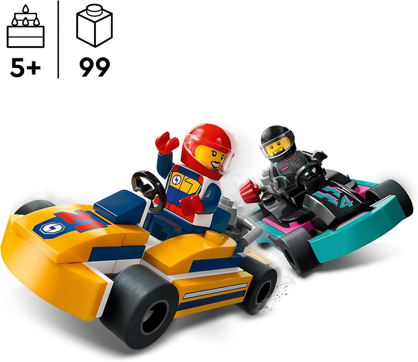 LEGO City Skelters met chauffeurs, set van 2 minifiguren, chauffeurs en raceauto's, speelgoedauto's voor jongens en meisjes van 5 jaar oud, leuk cadeau voor kinderen 60400 Bouwsets Besuche in LEGO-Store