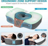 Elviros Memory Foam Orthopedisch kussen Nekpijnkussen Slaapkussen Ergonomisch nekkussen Neksteunkussen Anti-snurkkussen voor zijslapers Buikslapers Witte cervicale orthopedische kussens Naty Shop