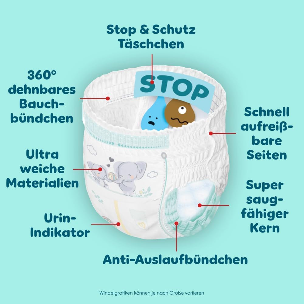 Pampers Premium Protection Broekje maat 5, 144 luiers, 11kg - 17kg, met 360° aanpassing en zachte anti-lek manchetten voor optimaal comfort en bescherming
