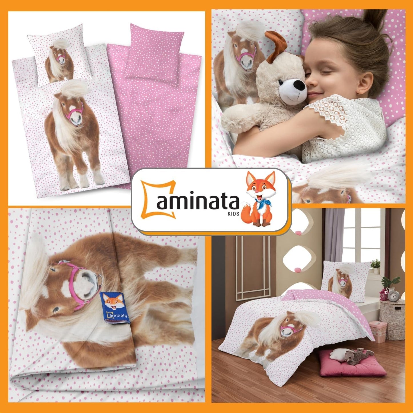 Aminata, kinderbeddengoed met pony's Beddengoed - kinderen Naty Shop