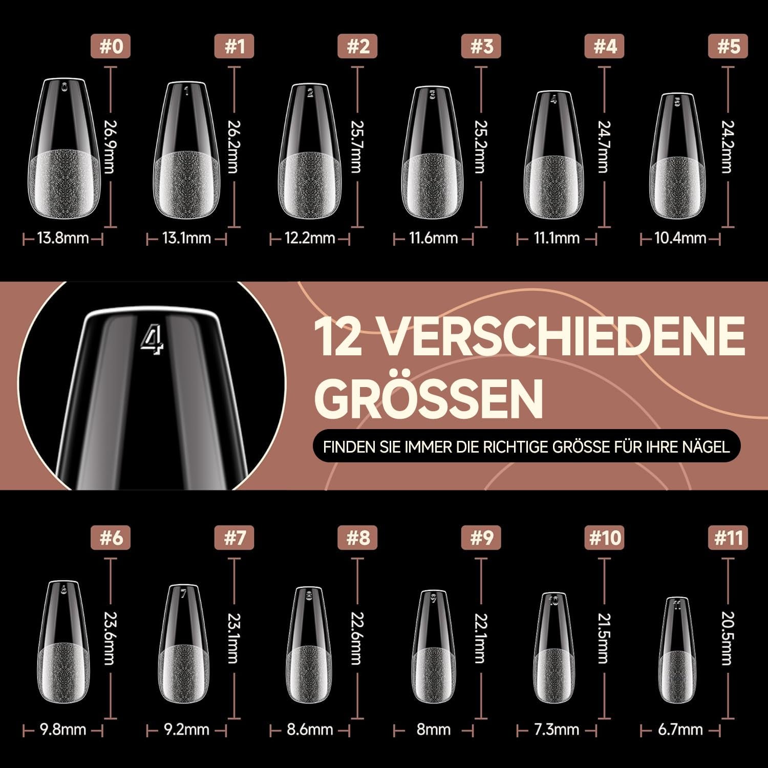 Ballerina Gel Nagel Tips 216 stks 12 Maten Zachte Gel Nagel Tips Volledige Dekking Nagelverlenging Set Semi Matte DIY Thuis Kunst