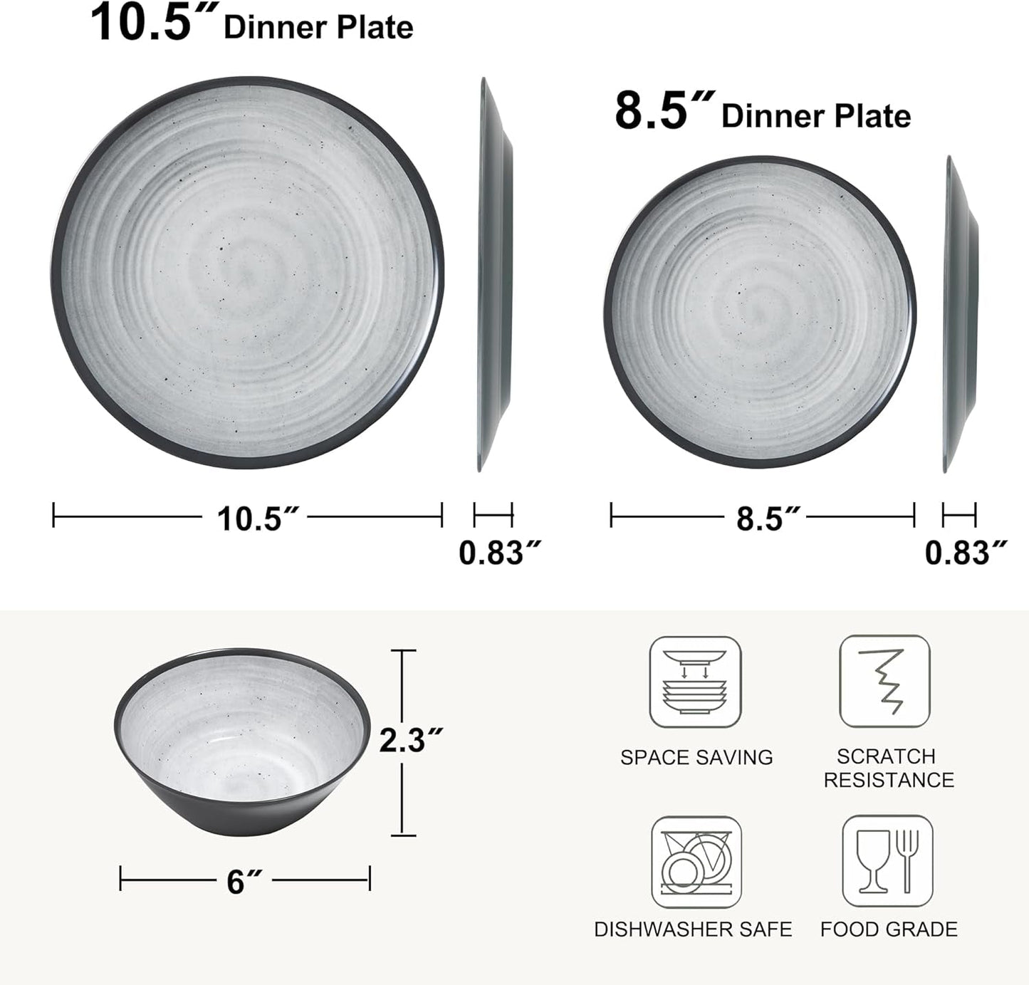 Melamine bestekset 24-delig 4-persoons campingbordenset - bestek voor buiten en binnen