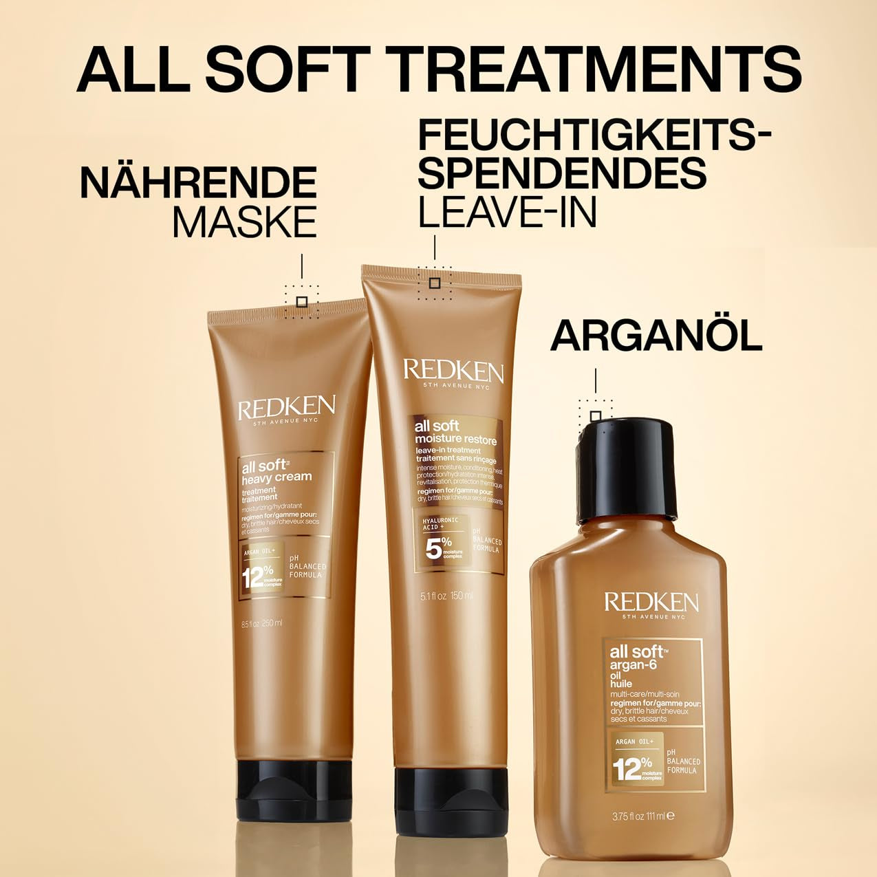 Redken haarmasker voor droog en broos haar, revitaliseert en hydrateert, met keratinecomplex en arganolie, geheel zachte, zware crème, 1 x 250 ml Naty Shop haarmasker